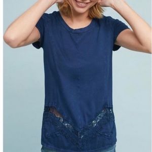 Anthropologie Eri & Ali indigo distressed dyed shirt
